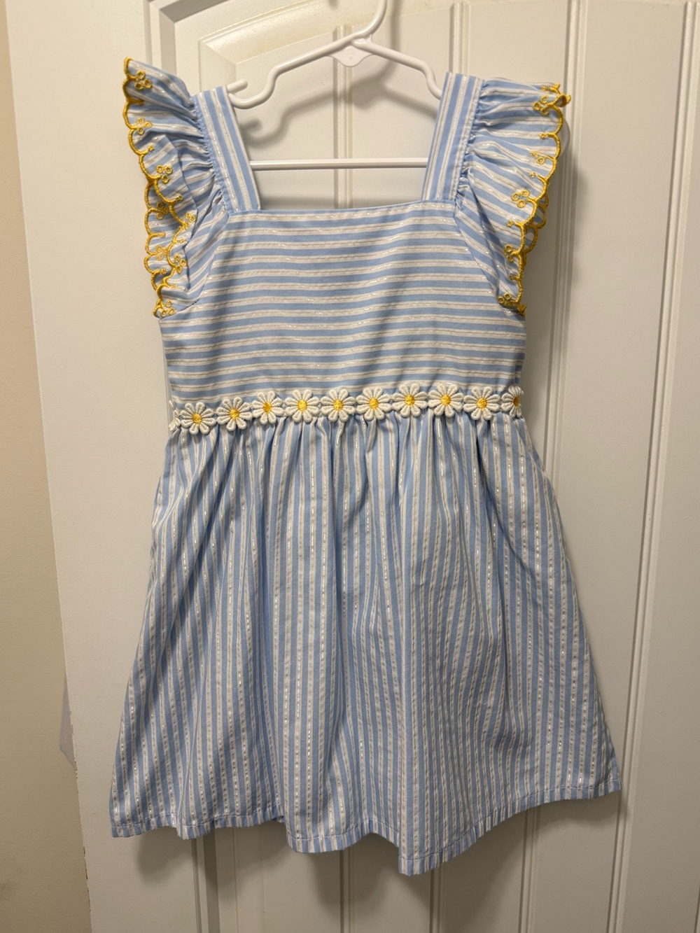 Member’s Mark Blue and White Striped Girls' Sundress with Daisy Waist Trim